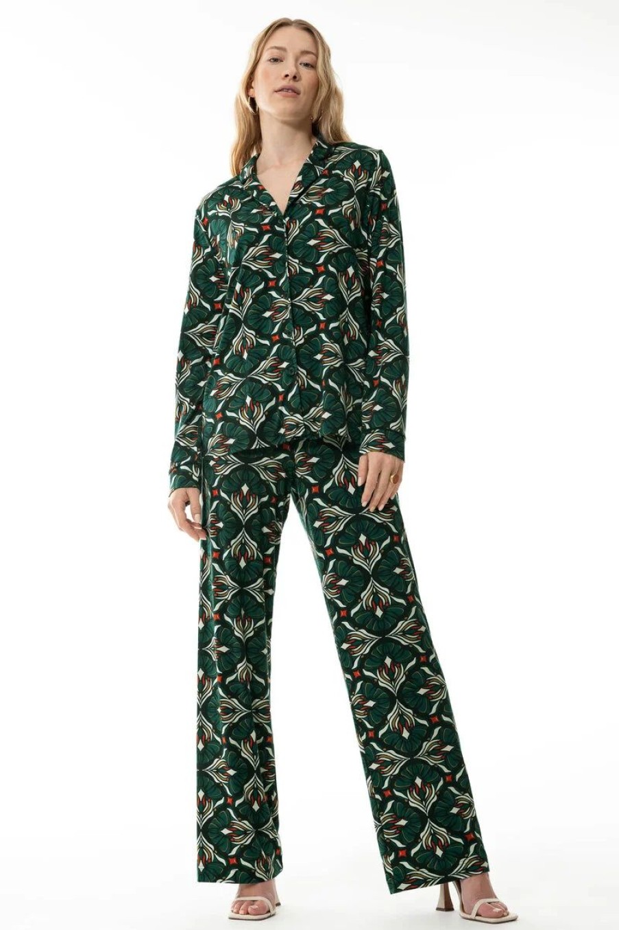 Dames Mey Pyjama'S | Pyjama Serie Lee Green Leaves