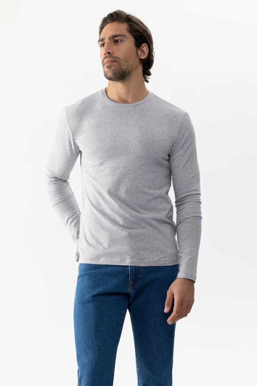 Heren Mey Mix & Match | Longsleeve Serie Relax Light Grey Melange