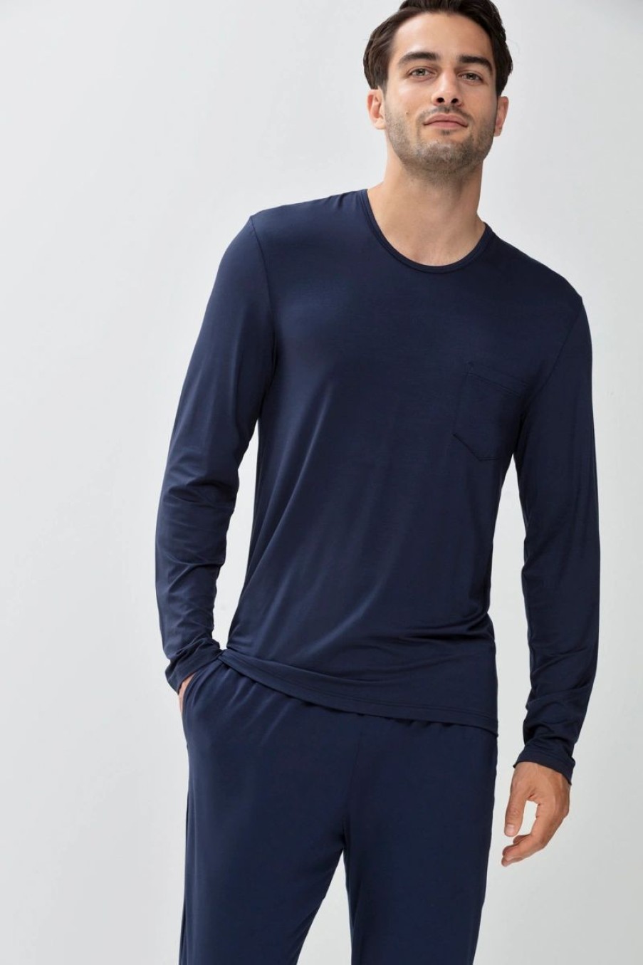 Heren Mey Bovenstukken | Shirt Met Lange Mouwen Serie Jefferson Modal Yacht Blue