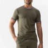 Heren Mey T-Shirt | T-Shirt Serie Relax Stripes Safari Green