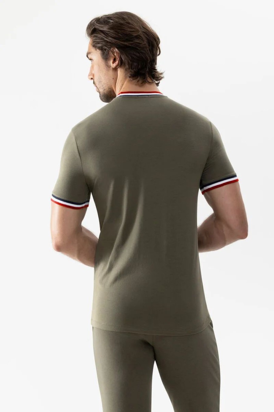 Heren Mey T-Shirt | T-Shirt Serie Relax Stripes Safari Green