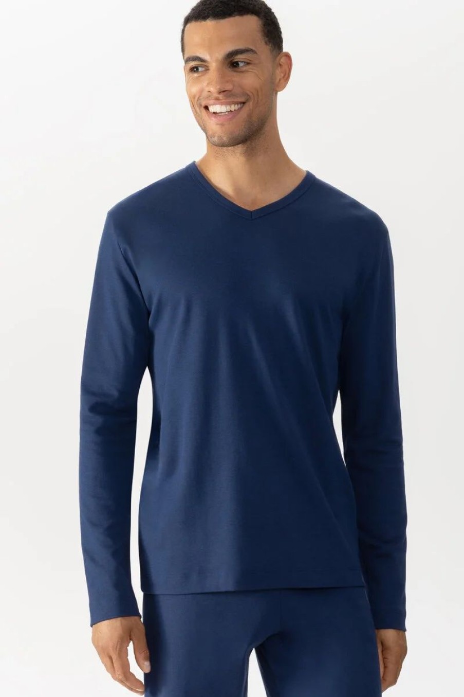 Heren Mey Bovenstukken | T-Shirt Met Lange Mouwen Serie Solid Night Neptune