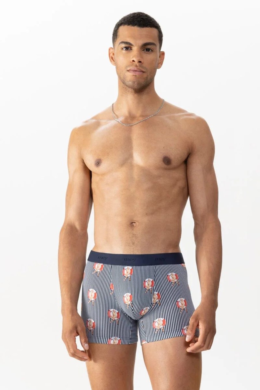 Heren Mey Shorts & Slips | Long Shorty Serie Lifebelt Yacht Blue