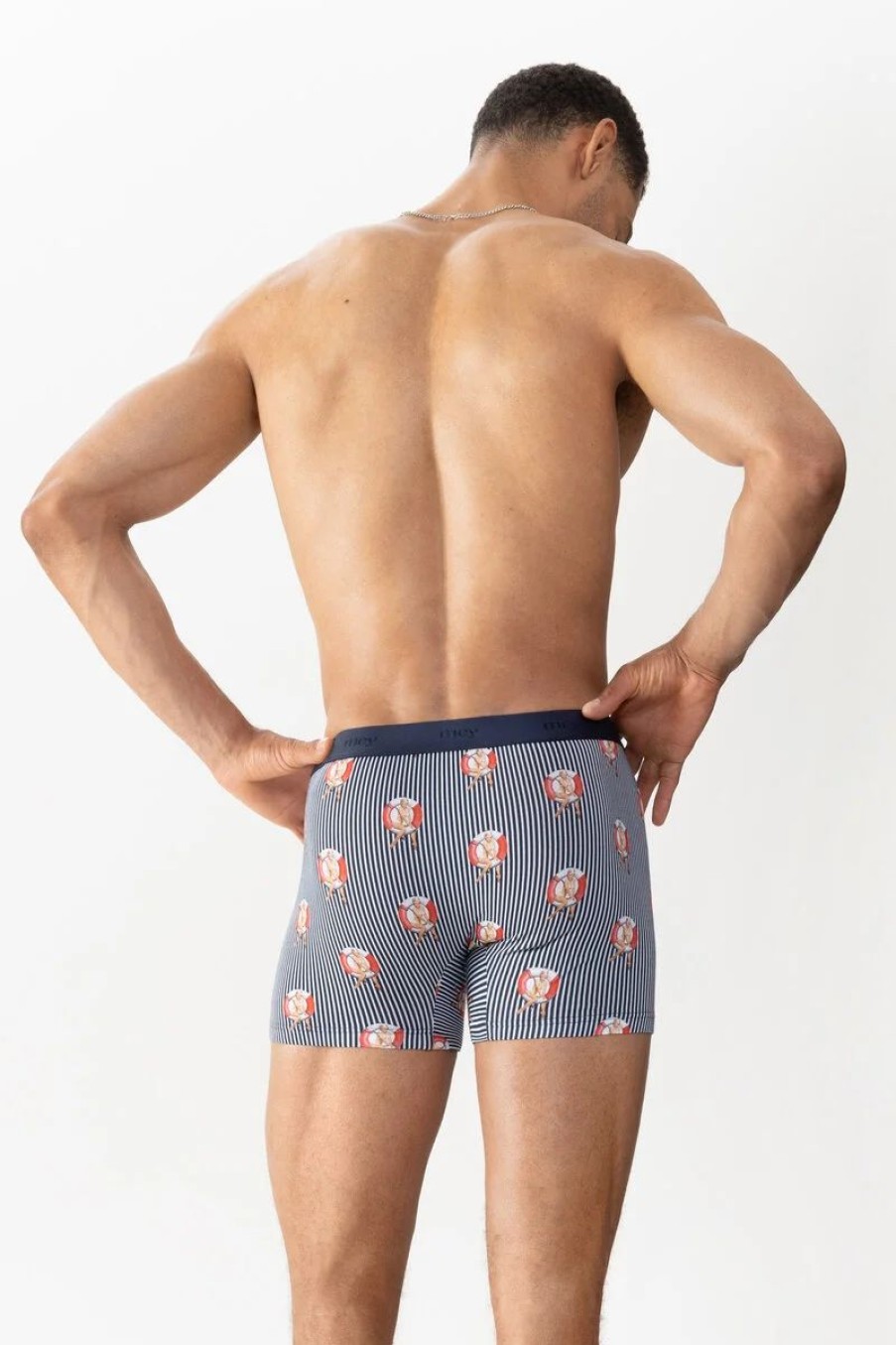 Heren Mey Shorts & Slips | Long Shorty Serie Lifebelt Yacht Blue