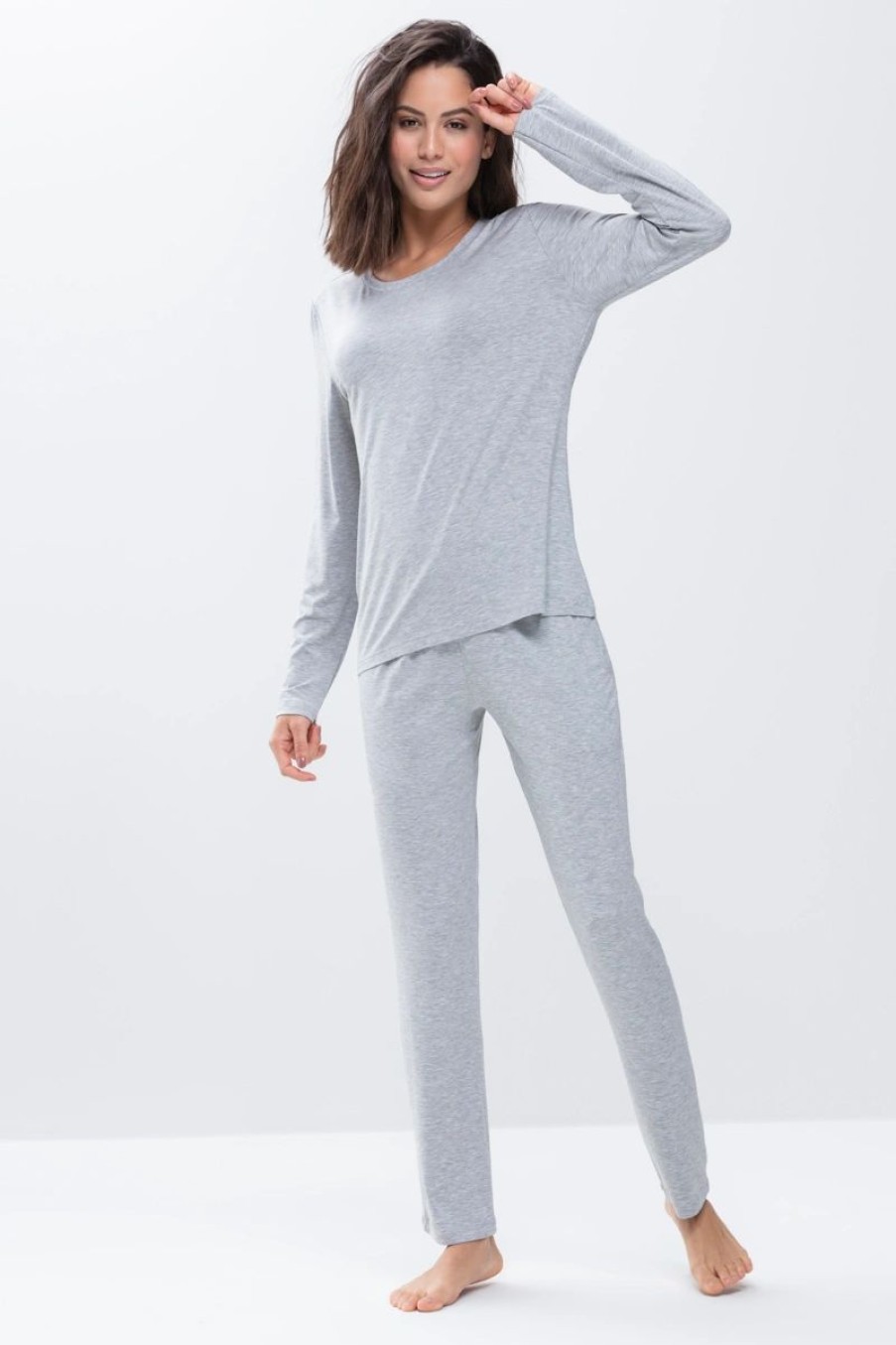 Dames Mey Broeken | Broek Lang Serie Sleepy & Easy Lichtgrijs Melange