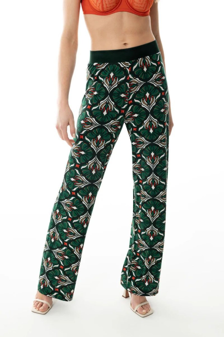 Dames Mey Broeken | Broek Serie Lee Green Leaves