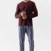 Heren Mey Pyjama'S | Pyjama Serie 4 Col Striped Vino Rosso