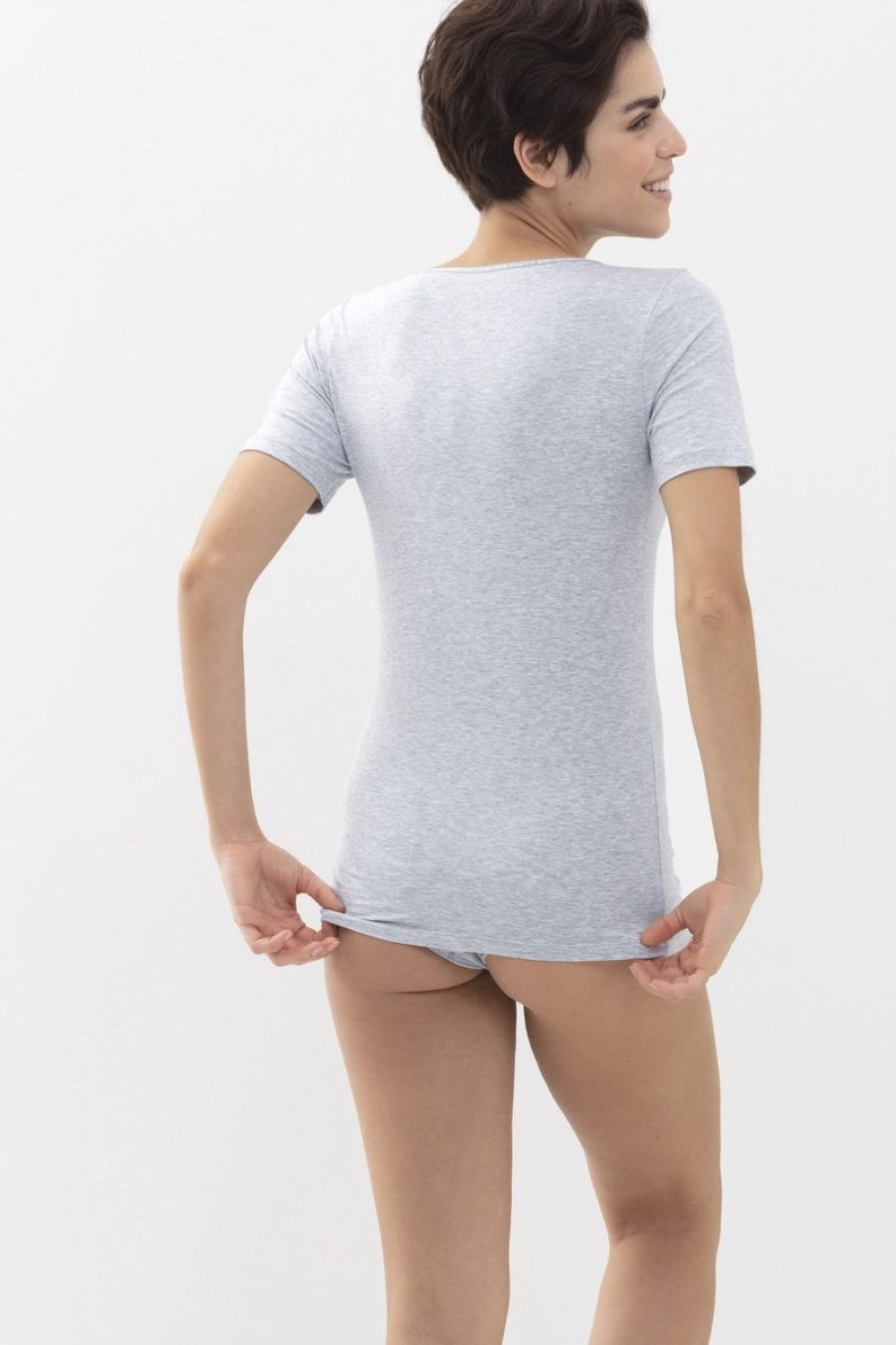 Dames Mey T&Shirts | Top 1/2-Lange Mouwen Serie Cotton Pure Light Grey Melange