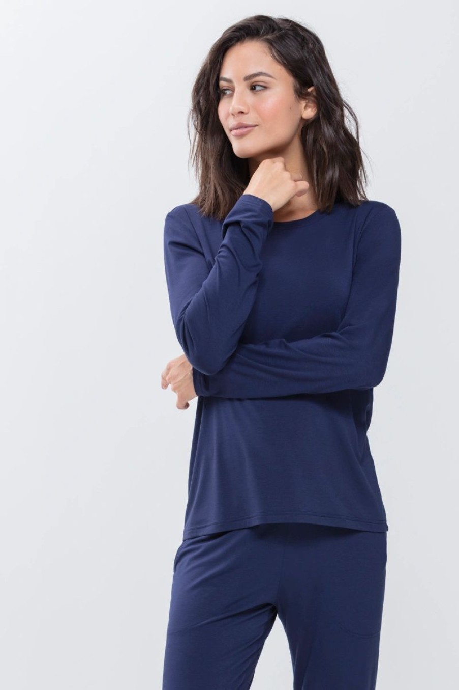 Dames Mey Bovenstukken | Shirt Met Lange Mouwen Serie Sleepy & Easy True Blue