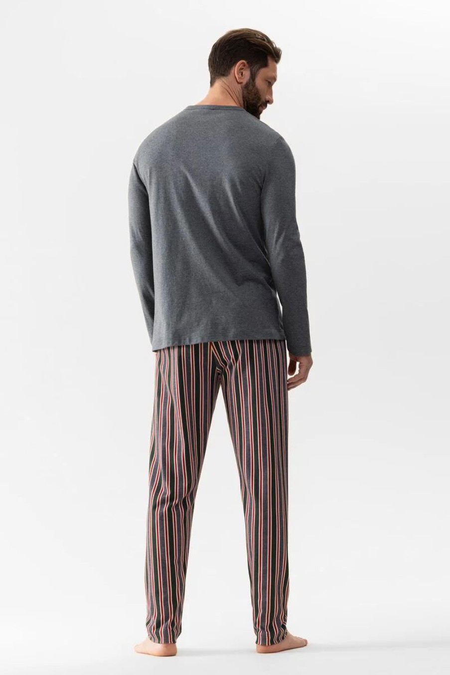 Heren Mey Pyjama'S | Pyjama Serie Melange Striped Quartz Melange