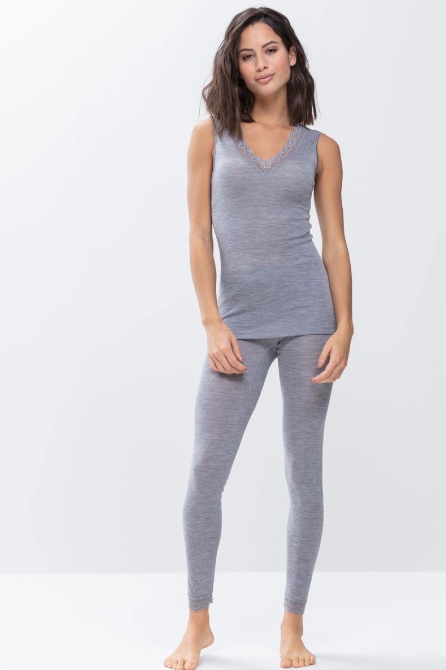 Dames Mey Ondershirts & Tops | Top Serie Silk Touch Wool Mid Grey Melange