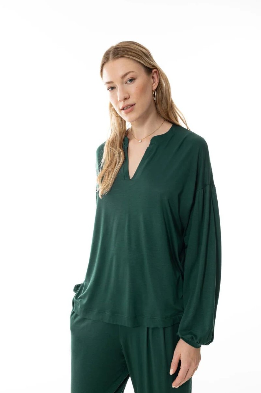 Dames Mey Bovenstukken | Shirt Met Lange Mouwen Serie Alena Green Leaves