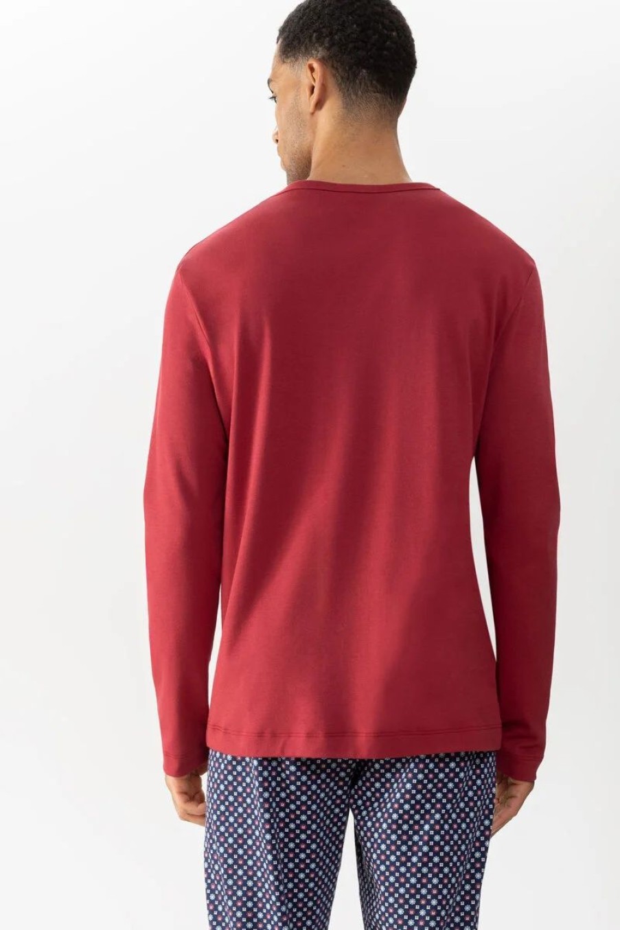 Heren Mey Bovenstukken | T-Shirt Met Lange Mouwen Serie Solid Night True Red